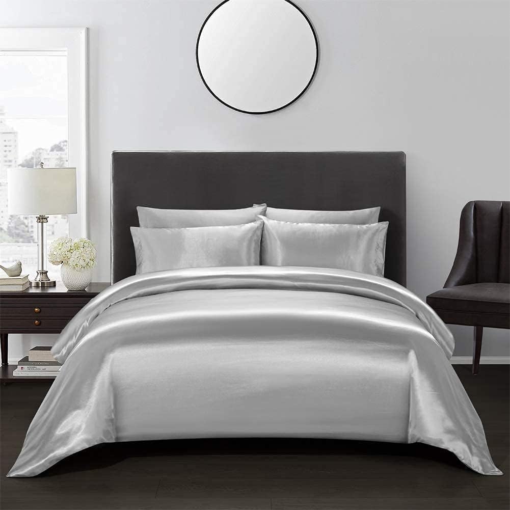Silk Satin Duvet Cover Set – 3-Piece Luxury Bedding Set with Zipper Closure