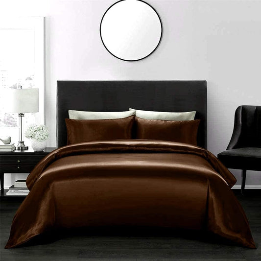 Silk Satin Duvet Cover Set – 3-Piece Luxury Bedding Set with Zipper Closure