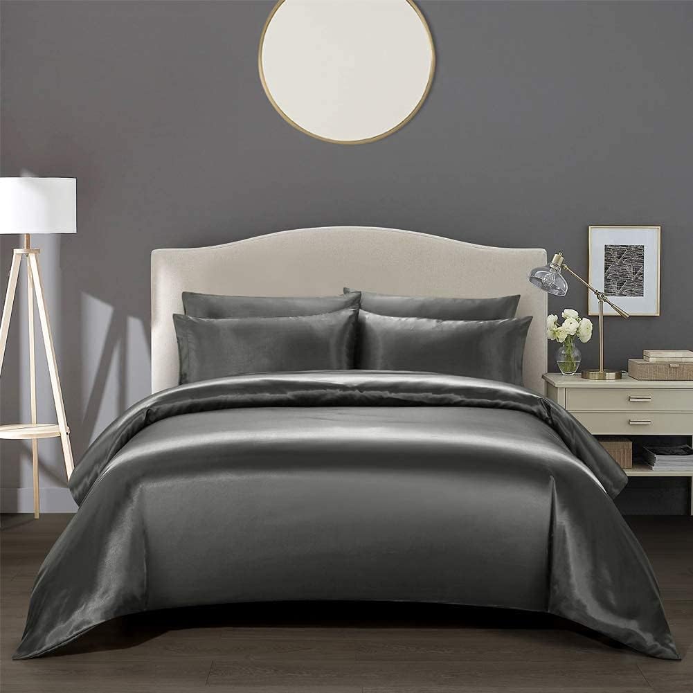 Silk Satin Duvet Cover Set – 3-Piece Luxury Bedding Set with Zipper Closure