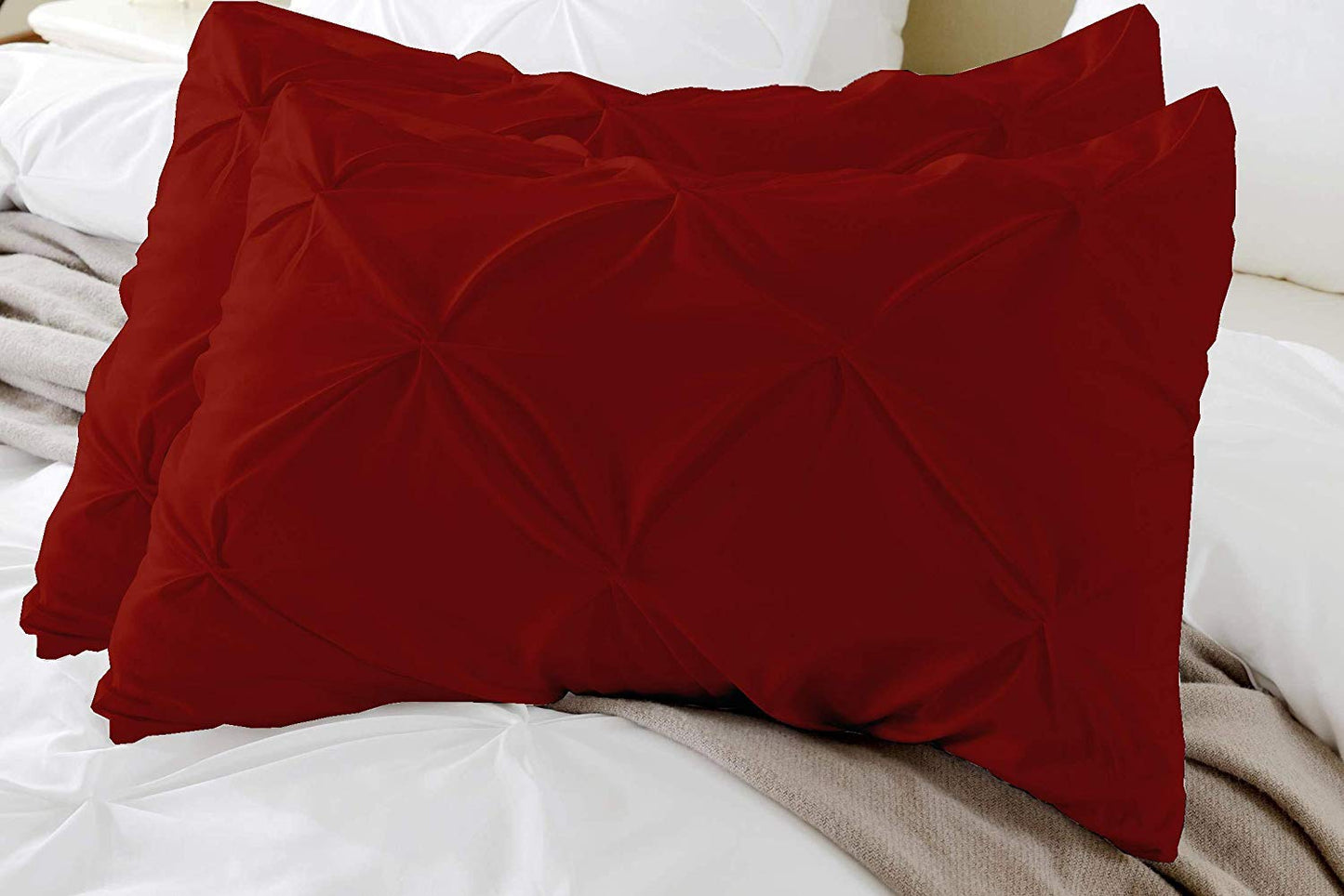 100% Cotton Pinch Pleat Pillowcase – Soft, Breathable, Elegant Decorative Pillow Cover for Bedroom