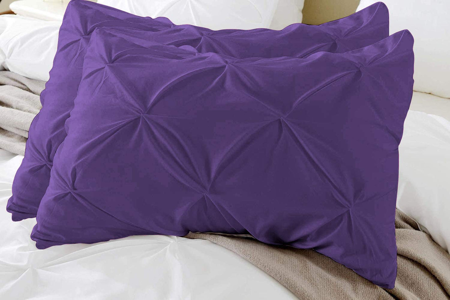 100% Cotton Pinch Pleat Pillowcase – Soft, Breathable, Elegant Decorative Pillow Cover for Bedroom