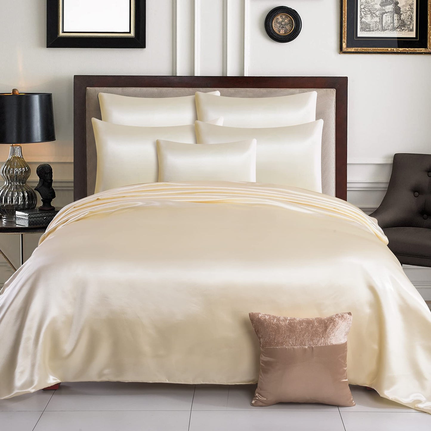 Silk Satin Duvet Cover Set – 3-Piece Luxury Bedding Set with Zipper Closure