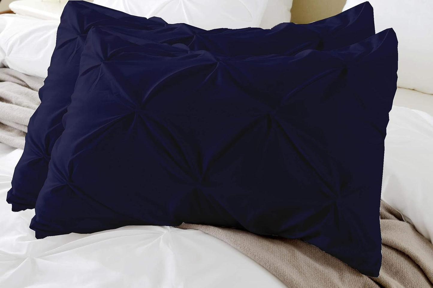 100% Cotton Pinch Pleat Pillowcase – Soft, Breathable, Elegant Decorative Pillow Cover for Bedroom