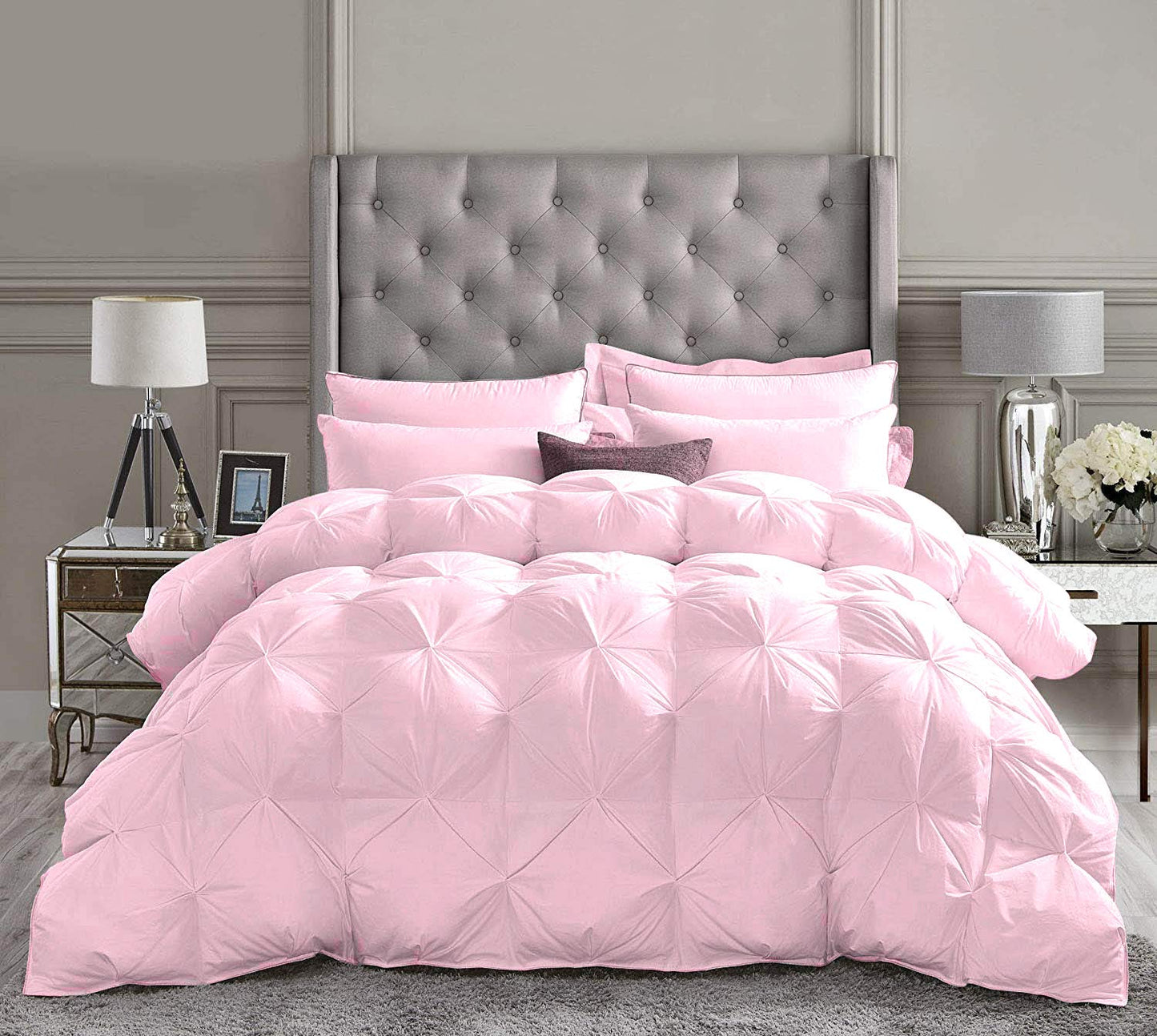 Cotton 600 Thread Count, Luxurious Pleated Design Duvet Cover With 2 Pillowcase