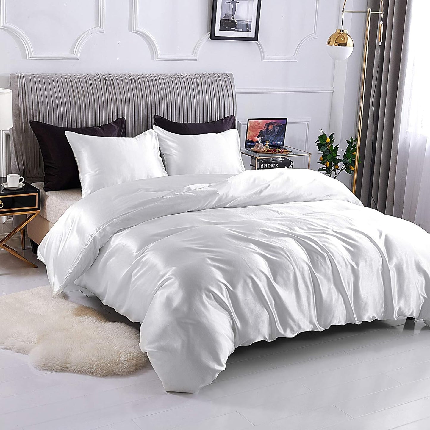 Silk Satin Duvet Cover Set – 3-Piece Luxury Bedding Set with Zipper Closure