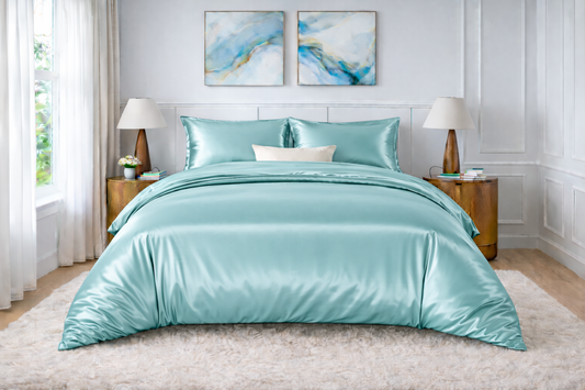 Silk Satin Duvet Cover Set – 3-Piece Luxury Bedding Set with Zipper Closure