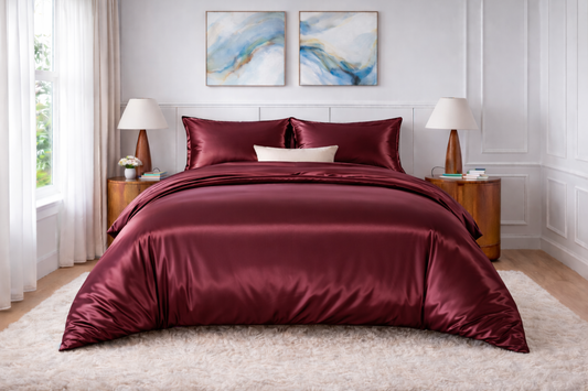 Silk Satin Duvet Cover Set – 3-Piece Luxury Bedding Set with Zipper Closure