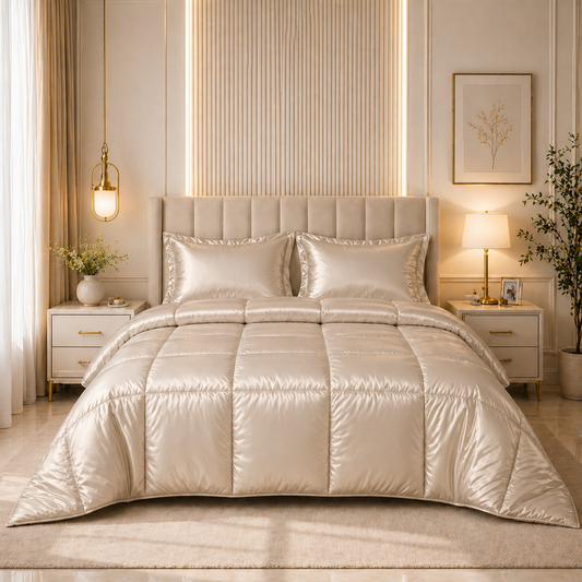 Luxury Silk Satin Comforter – 400 GSM Ultra-Soft, Breathable & Lightweight Quilt