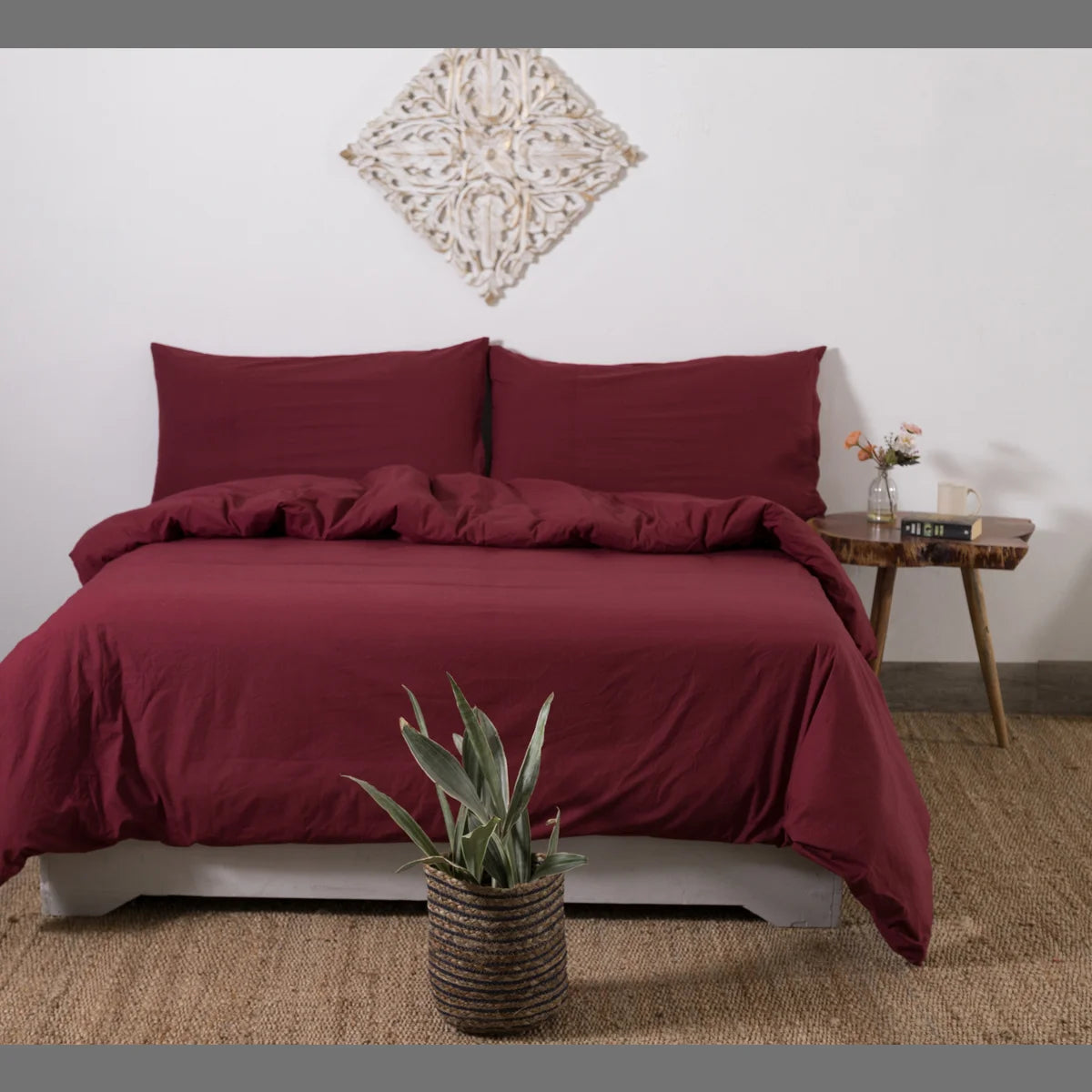 100% Cotton Duvet Cover Set – Soft & Breathable 3-Piece Bedding Set with Zipper Closure