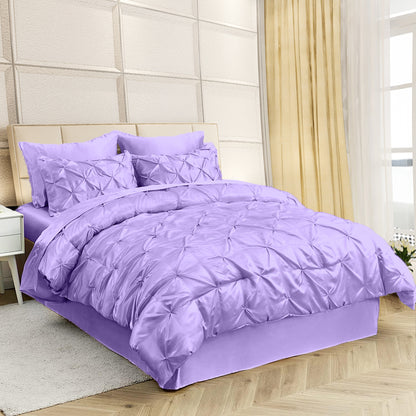 Silk Satin Pinch Pleat Duvet Cover Set – 3-Piece Elegant Pintuck Bedding Set with Zipper Closure