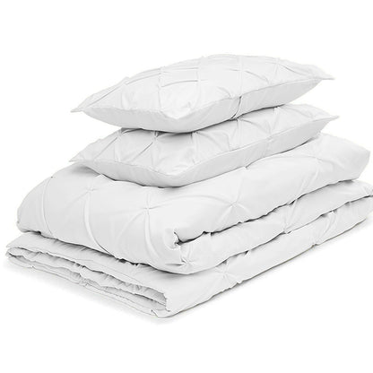 Cotton 600 Thread Count, Luxurious Pleated Design Duvet Cover With 2 Pillowcase