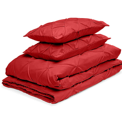Cotton 600 Thread Count, Luxurious Pleated Design Duvet Cover With 2 Pillowcase