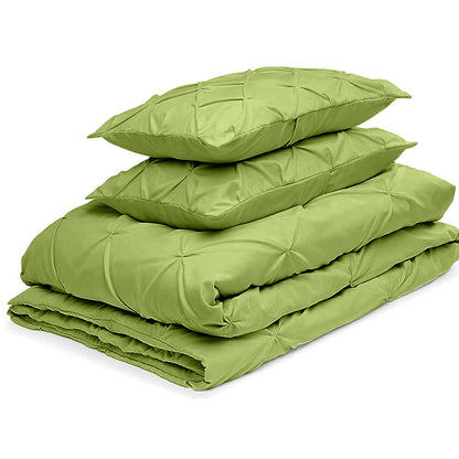 Cotton 600 Thread Count, Luxurious Pleated Design Duvet Cover With 2 Pillowcase