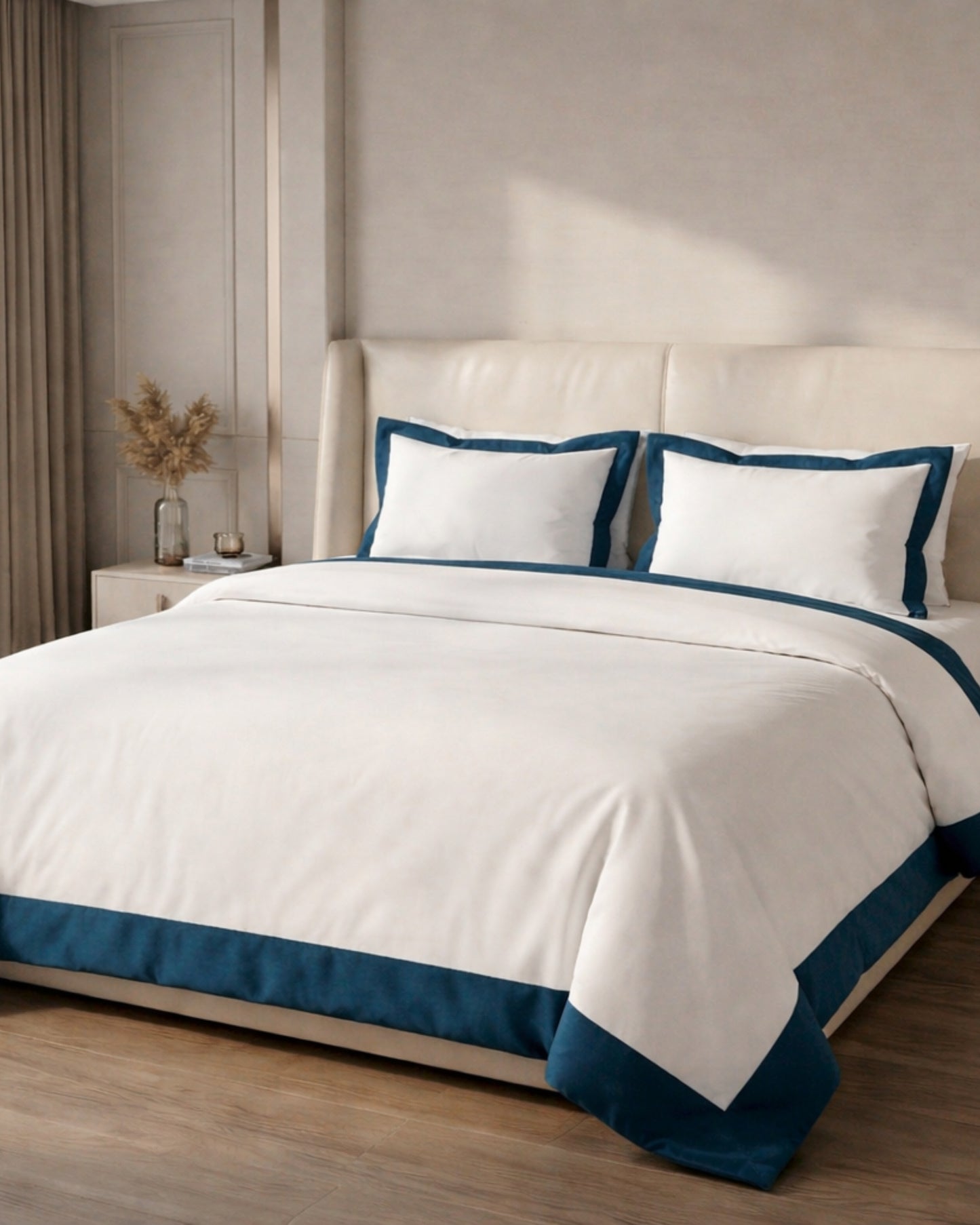 Signature Collection Luxury Border Duvet Cover Set – Hotel Style Premium 3 Piece Designer Bedding Set