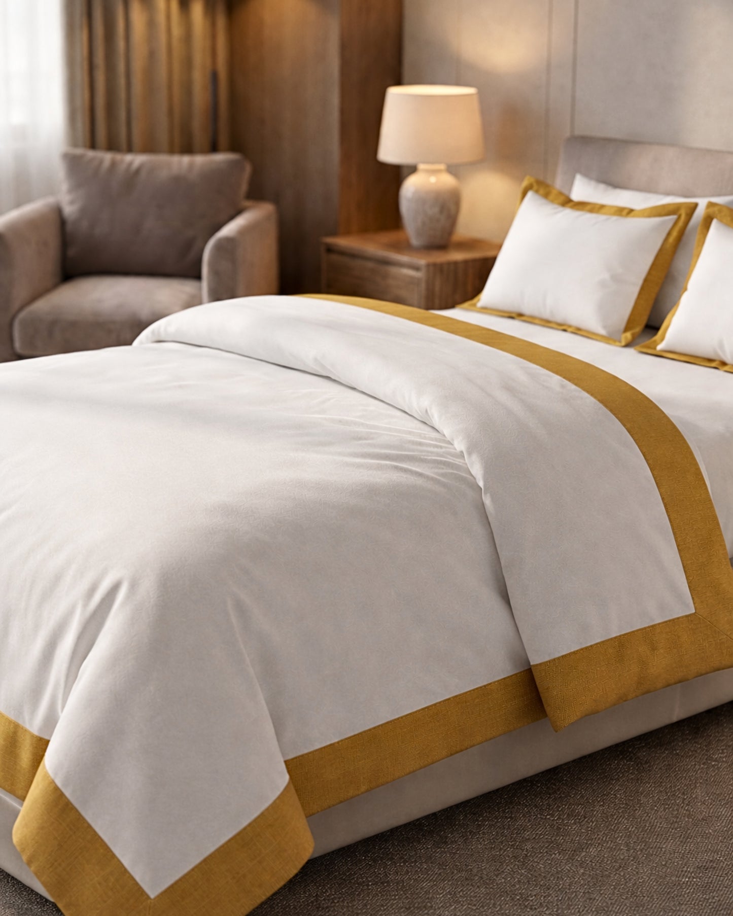 Signature Collection Luxury Border Duvet Cover Set – Hotel Style Premium 3 Piece Designer Bedding Set