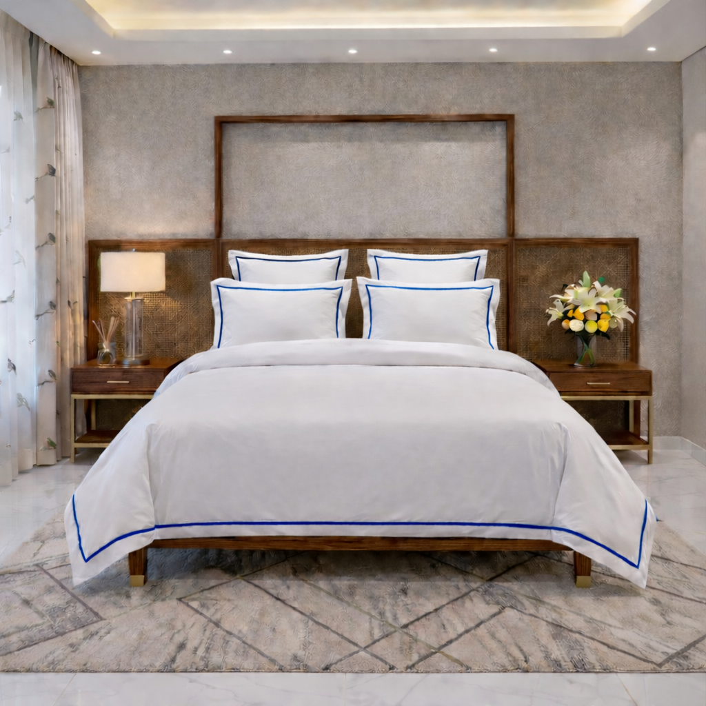Signature Collection Integrated Edge Piping Duvet Cover Set – Luxury Hotel Style 3 Piece Designer Bedding Set