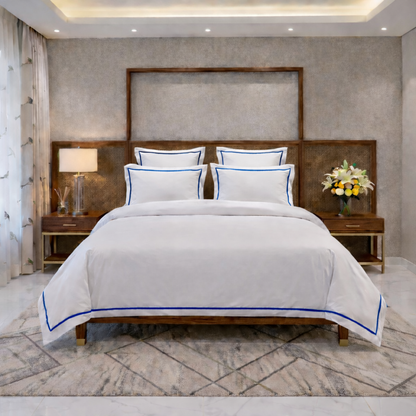 Signature Collection Integrated Edge Piping Duvet Cover Set – Luxury Hotel Style 3 Piece Designer Bedding Set