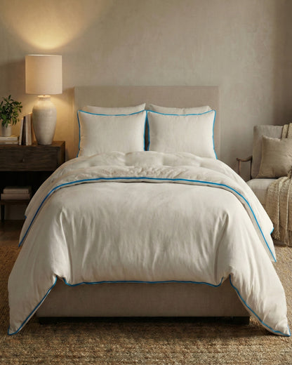 Signature Collection Designer Edge Piping Duvet Cover Set – Luxury Hotel Style 3 Piece Bedding Set