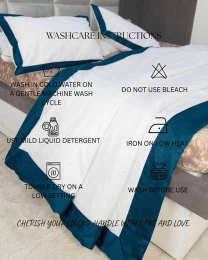 Signature Collection Luxury Border Duvet Cover Set – Hotel Style Premium 3 Piece Designer Bedding Set