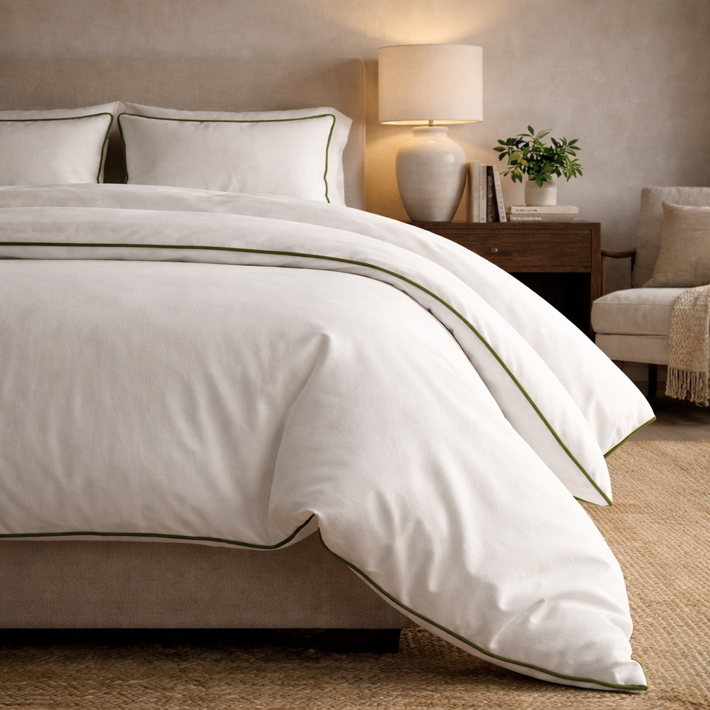 Signature Collection Designer Edge Piping Duvet Cover Set – Luxury Hotel Style 3 Piece Bedding Set