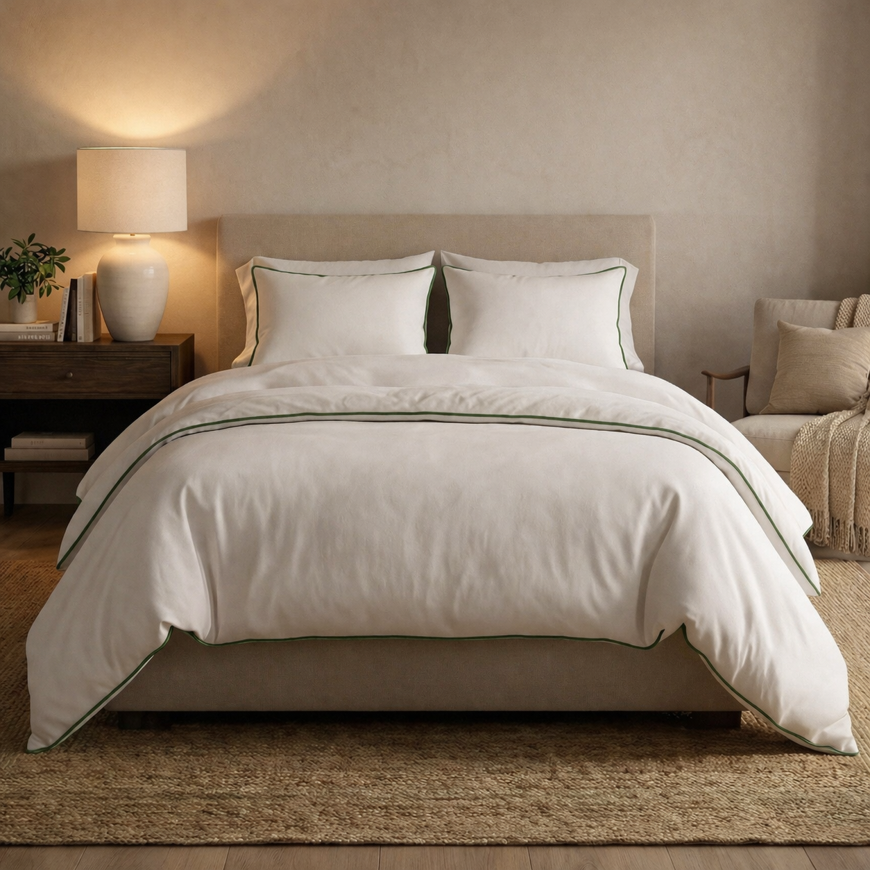 Signature Collection Designer Edge Piping Duvet Cover Set – Luxury Hotel Style 3 Piece Bedding Set