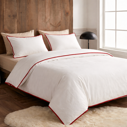 Signature Collection Designer Edge Piping Duvet Cover Set – Luxury Hotel Style 3 Piece Bedding Set