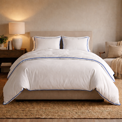 Signature Collection Designer Edge Piping Duvet Cover Set – Luxury Hotel Style 3 Piece Bedding Set