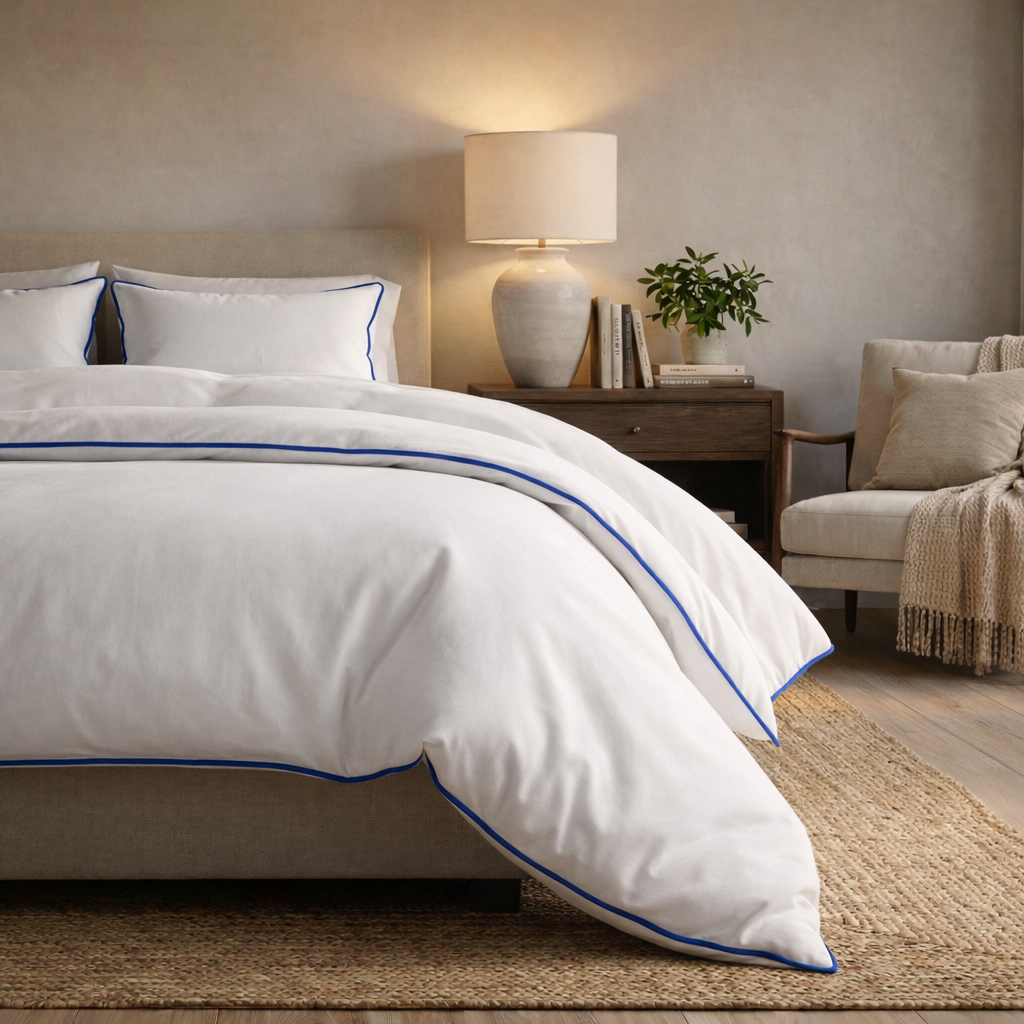 Signature Collection Designer Edge Piping Duvet Cover Set – Luxury Hotel Style 3 Piece Bedding Set