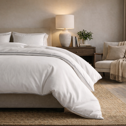 Signature Collection Designer Edge Piping Duvet Cover Set – Luxury Hotel Style 3 Piece Bedding Set