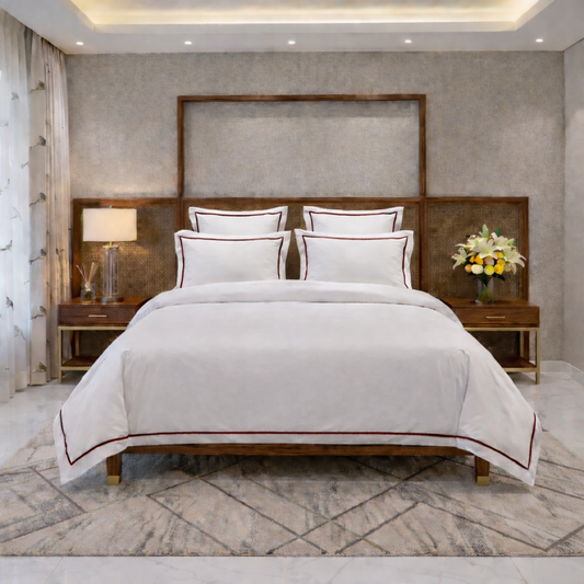 Signature Collection Integrated Edge Piping Duvet Cover Set – Luxury Hotel Style 3 Piece Designer Bedding Set
