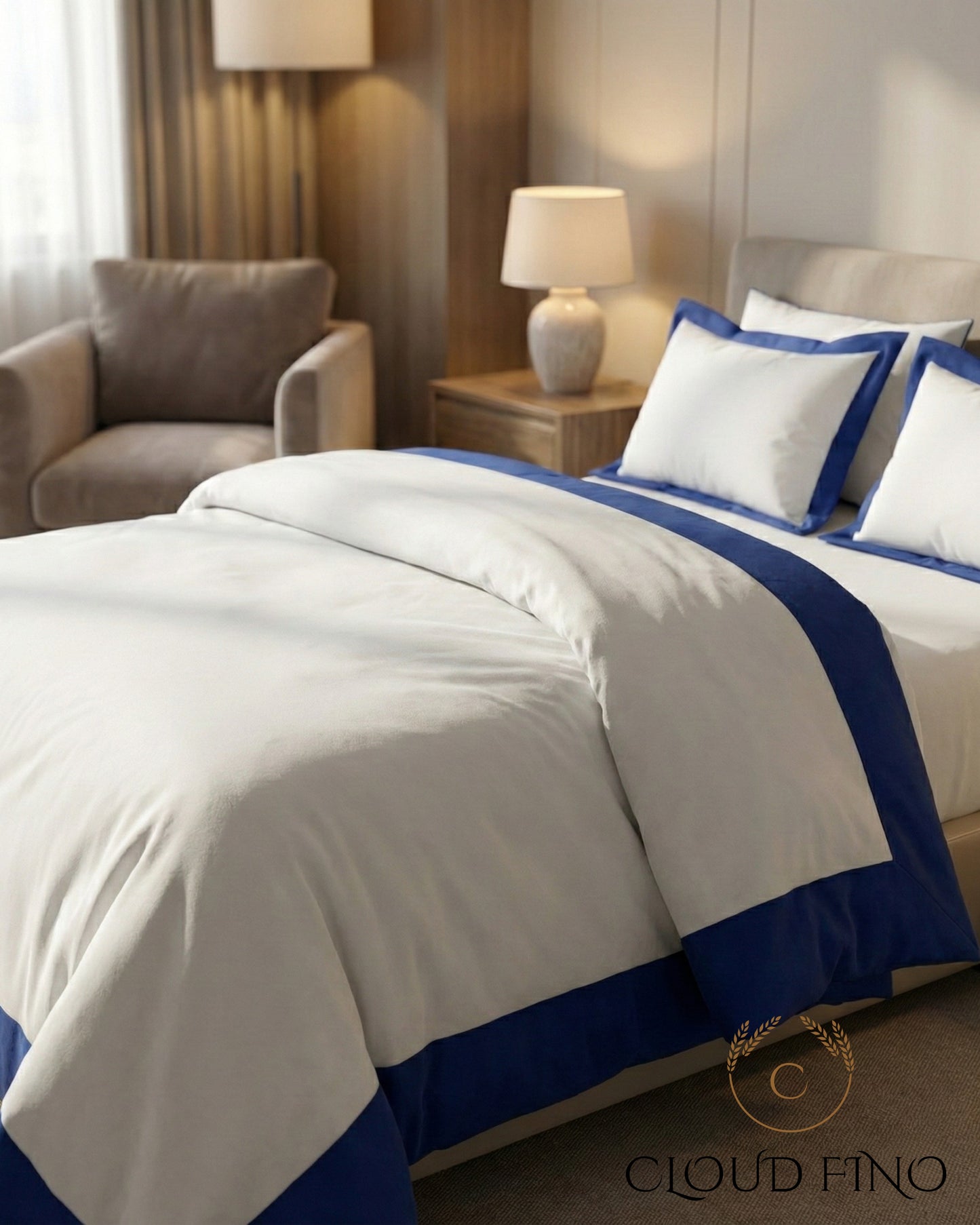 Signature Collection Luxury Border Duvet Cover Set – Hotel Style Premium 3 Piece Designer Bedding Set