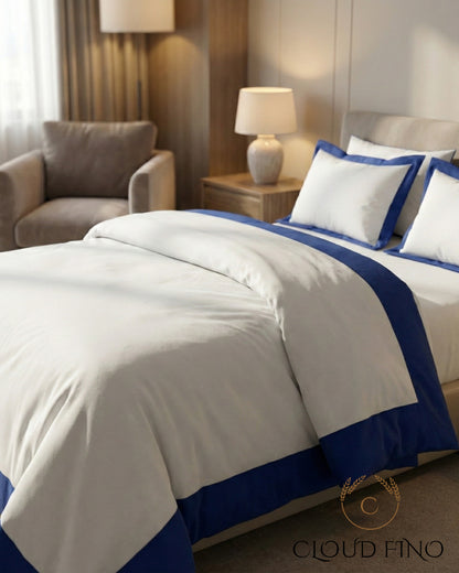 Signature Collection Luxury Border Duvet Cover Set – Hotel Style Premium 3 Piece Designer Bedding Set