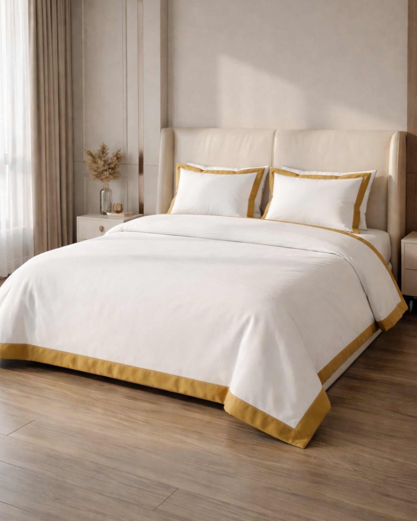 Signature Collection Luxury Border Duvet Cover Set – Hotel Style Premium 3 Piece Designer Bedding Set