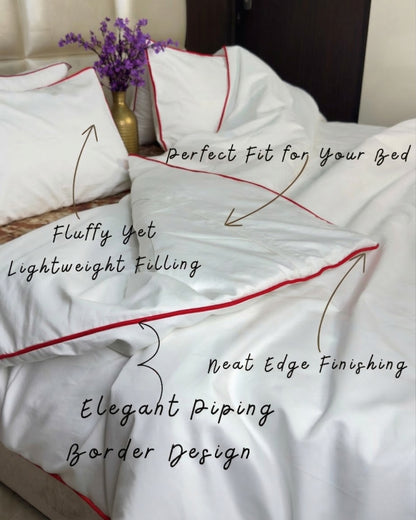 Signature Collection Designer Edge Piping Duvet Cover Set – Luxury Hotel Style 3 Piece Bedding Set