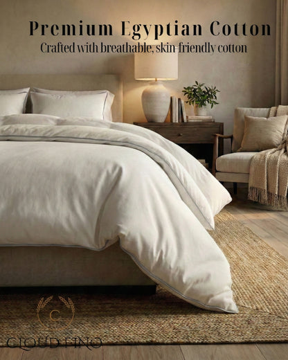 Signature Collection Designer Edge Piping Duvet Cover Set – Luxury Hotel Style 3 Piece Bedding Set