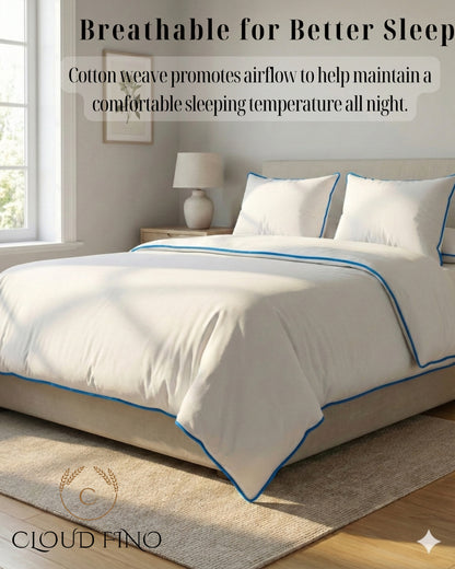 Signature Collection Designer Edge Piping Duvet Cover Set – Luxury Hotel Style 3 Piece Bedding Set