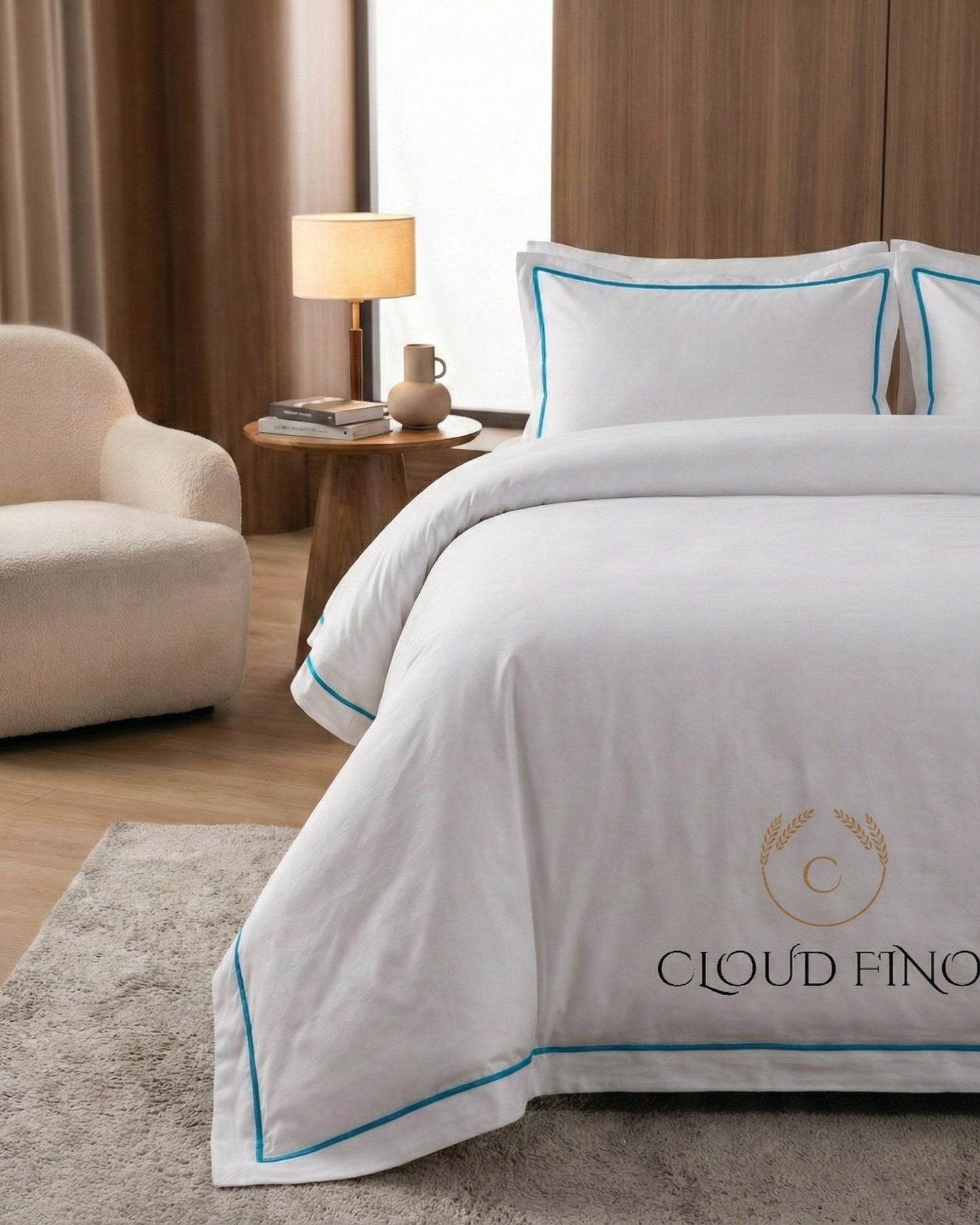 Signature Collection Integrated Edge Piping Duvet Cover Set – Luxury Hotel Style 3 Piece Designer Bedding Set