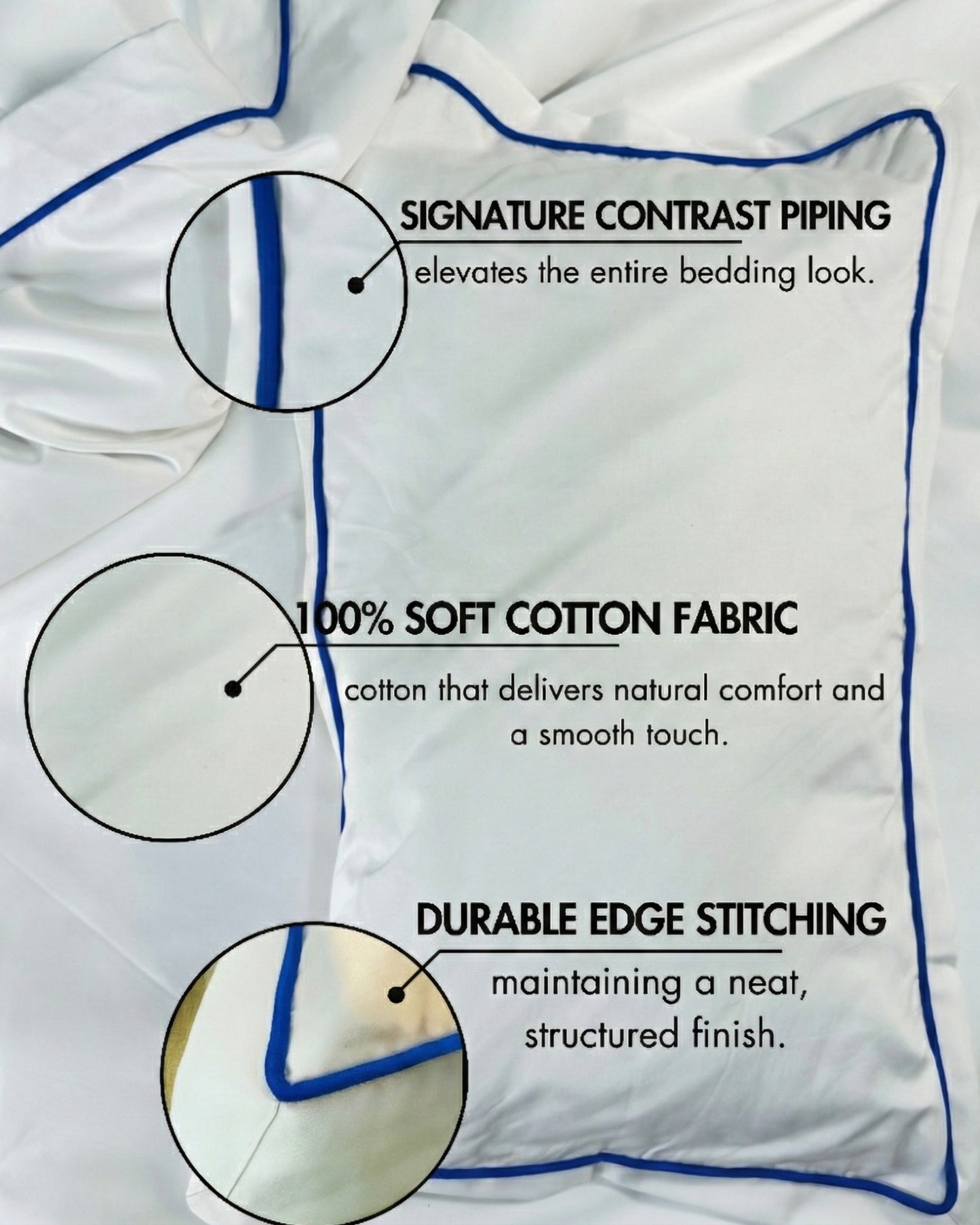 Signature Collection Integrated Edge Piping Duvet Cover Set – Luxury Hotel Style 3 Piece Designer Bedding Set