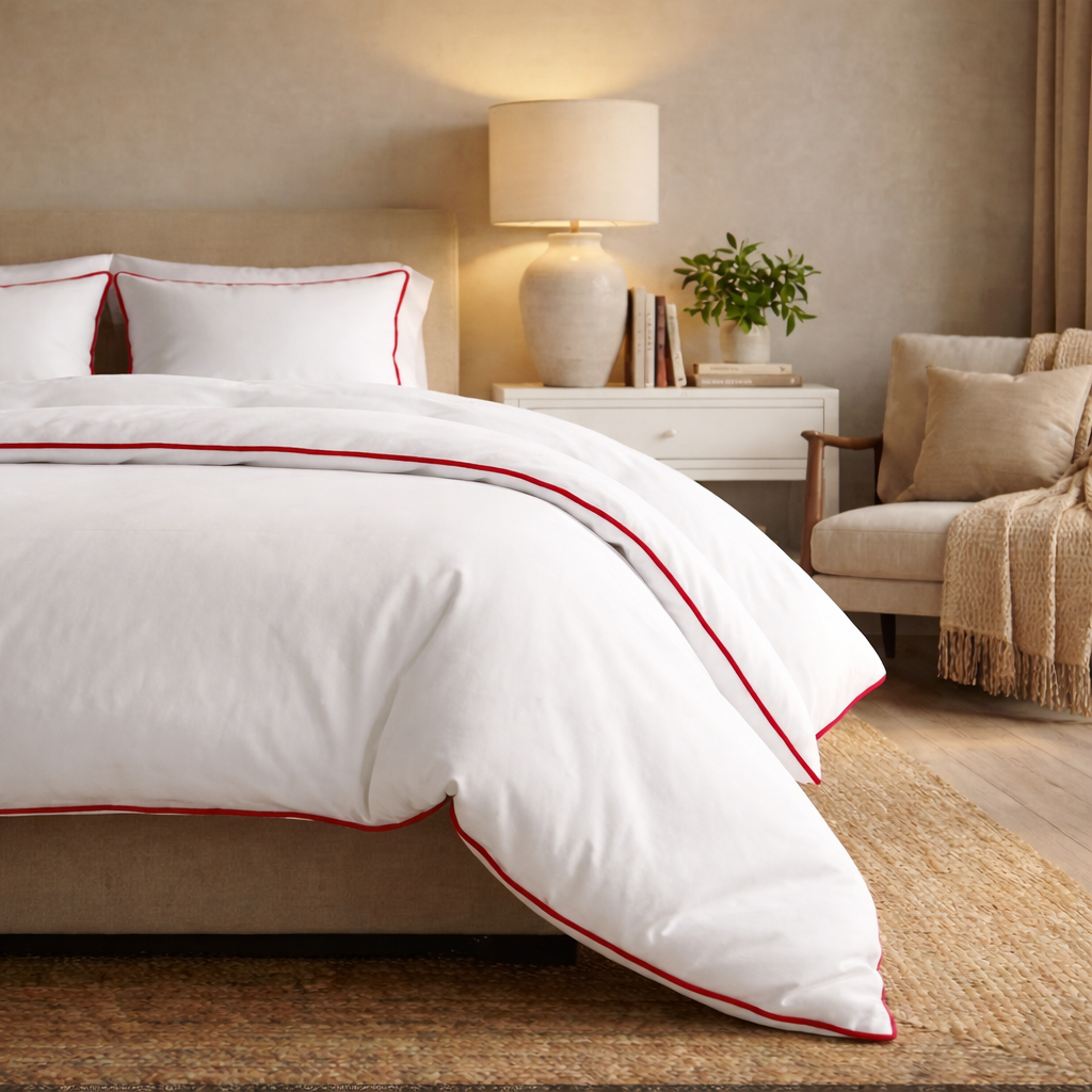 Signature Collection Designer Edge Piping Duvet Cover Set – Luxury Hotel Style 3 Piece Bedding Set