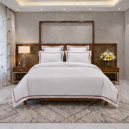 Signature Collection Integrated Edge Piping Duvet Cover Set – Luxury Hotel Style 3 Piece Designer Bedding Set