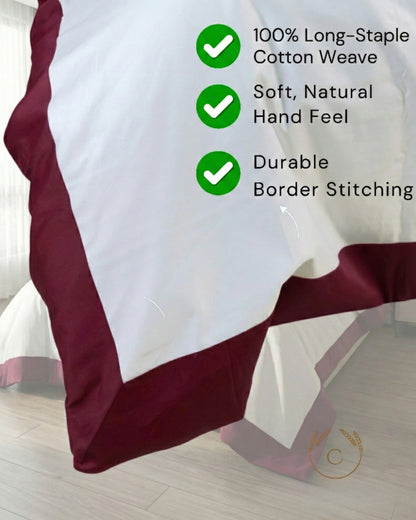 Signature Collection Luxury Border Duvet Cover Set – Hotel Style Premium 3 Piece Designer Bedding Set