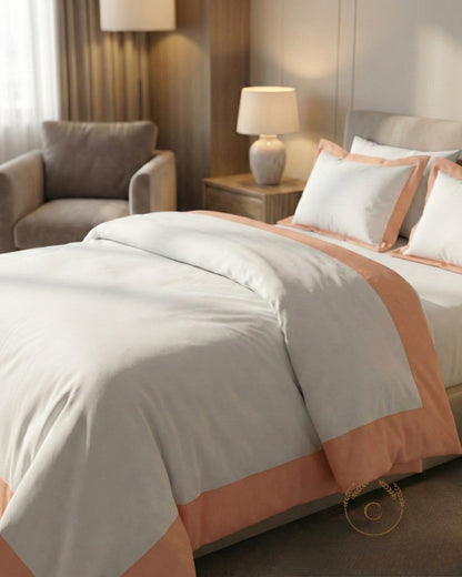 Signature Collection Luxury Border Duvet Cover Set – Hotel Style Premium 3 Piece Designer Bedding Set