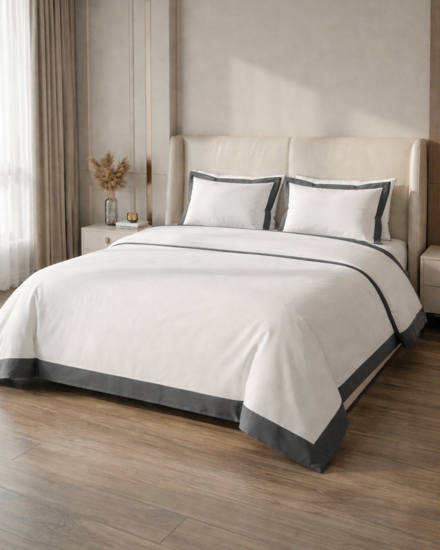 Signature Collection Luxury Border Duvet Cover Set – Hotel Style Premium 3 Piece Designer Bedding Set