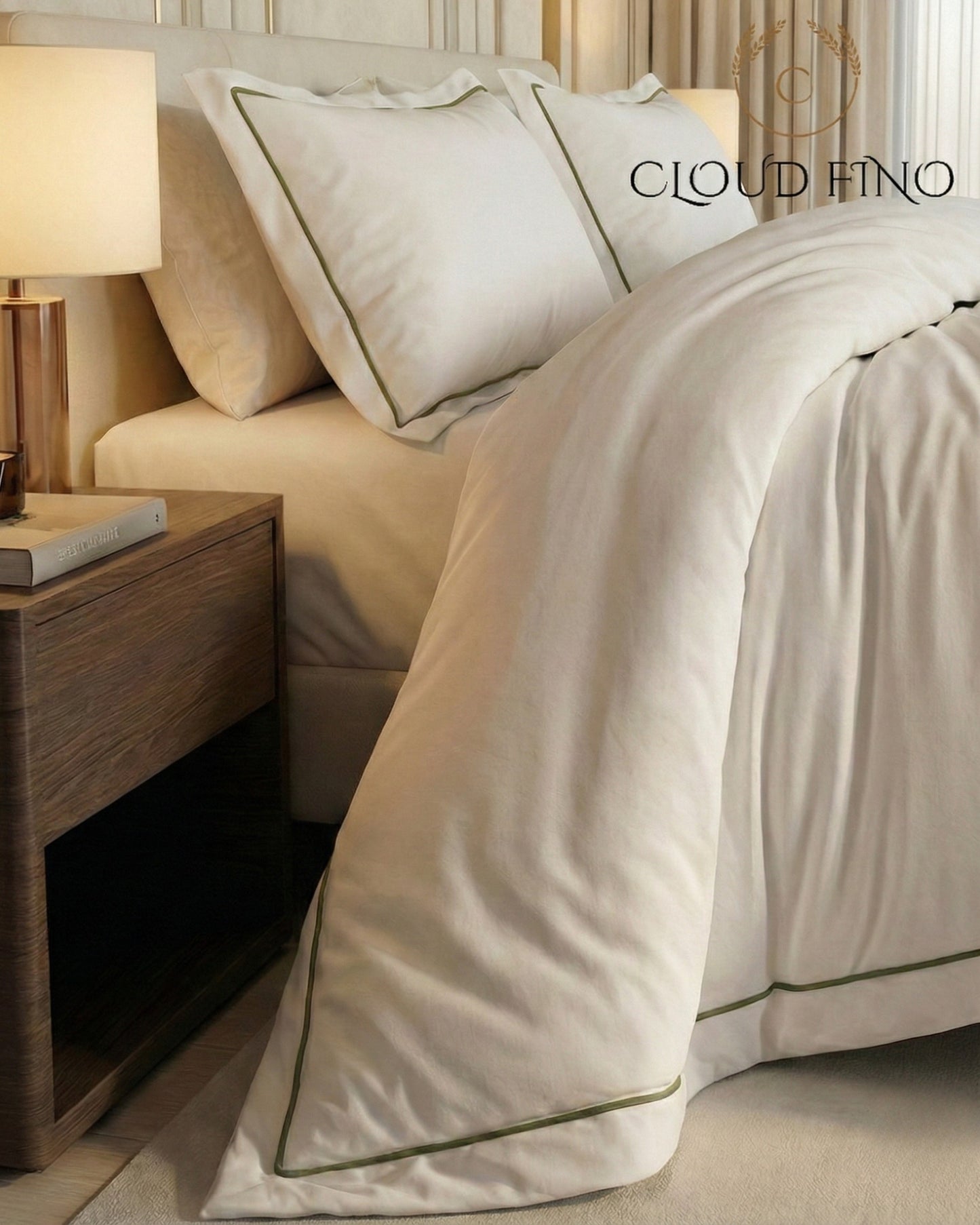 Signature Collection Integrated Edge Piping Duvet Cover Set – Luxury Hotel Style 3 Piece Designer Bedding Set