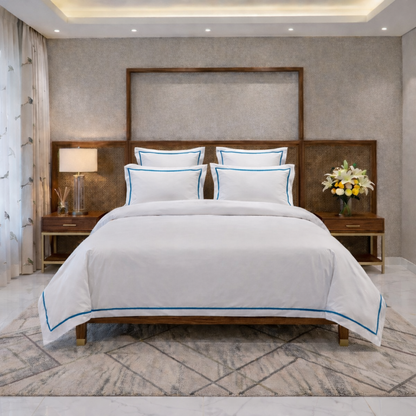 Signature Collection Integrated Edge Piping Duvet Cover Set – Luxury Hotel Style 3 Piece Designer Bedding Set