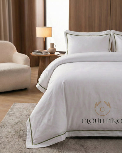 Signature Collection Integrated Edge Piping Duvet Cover Set – Luxury Hotel Style 3 Piece Designer Bedding Set