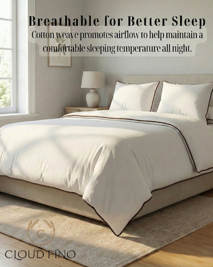 Signature Collection Designer Edge Piping Duvet Cover Set – Luxury Hotel Style 3 Piece Bedding Set