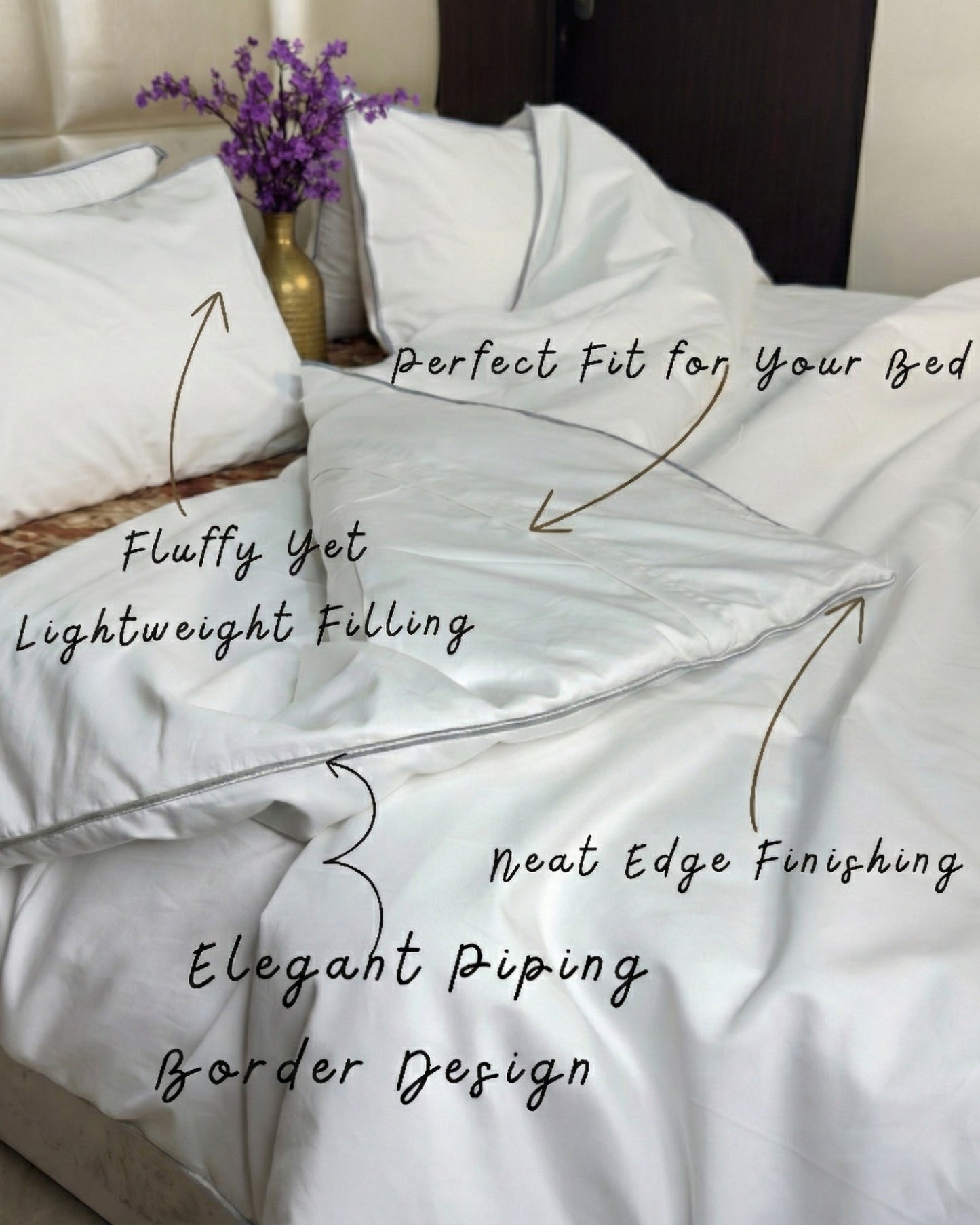 Signature Collection Designer Edge Piping Duvet Cover Set – Luxury Hotel Style 3 Piece Bedding Set