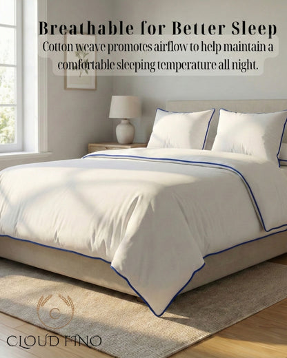 Signature Collection Designer Edge Piping Duvet Cover Set – Luxury Hotel Style 3 Piece Bedding Set