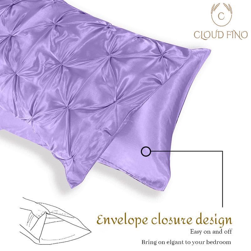 Silk Satin Pinch Pleat Duvet Cover Set – 3-Piece Elegant Pintuck Bedding Set with Zipper Closure